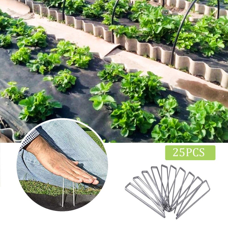 UPMCT 12 Inch Galvanized Garden Landscape Staples Stakes  25 50 100 PCS Anti-Rust Garden Staples U-Shaped Landscape Pins for Secure Lawn Fabric (25  12 Inch) - Image 4